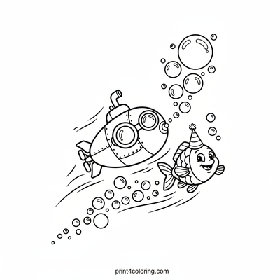 Silly Submarine's Bubbly Bash - free printable coloring page