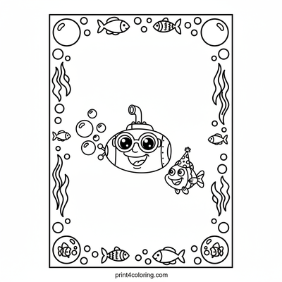 Silly Submarine's Bubble Party - free printable coloring page