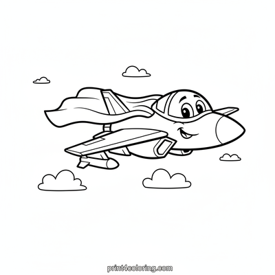Silly Superhero Jet to the Rescue! - free printable coloring page