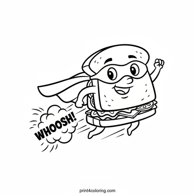 The Amazing Flying Sandwich! - free printable coloring page