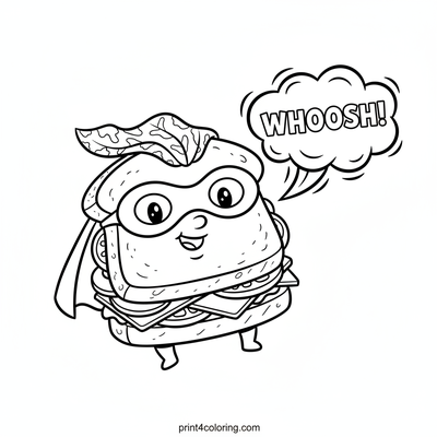 The Amazing Flying Sandwich Hero! - free printable coloring page
