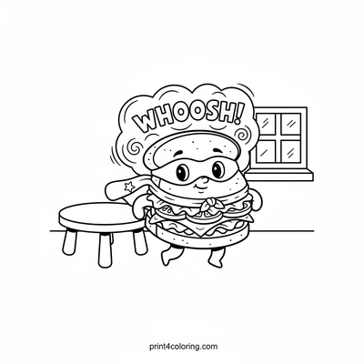The Amazing Flying Sandwich Hero! - free printable coloring page