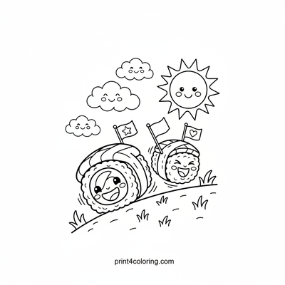 The Great Silly Sushi Race! - free printable coloring page