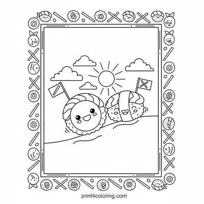 The Great Sushi Roll Race! - free printable coloring page