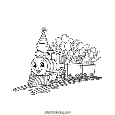 The Silly Party Express Train - free printable coloring page