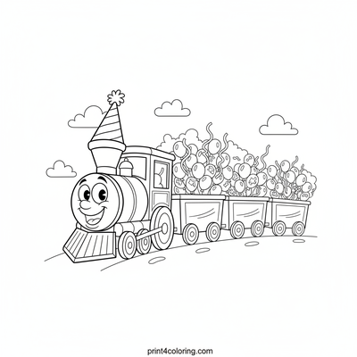 The Silly Party Express Train - free printable coloring page