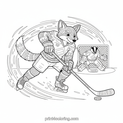 Skate, Shoot, Score: Fox on Ice! - free printable coloring page