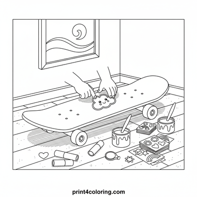 Custom Skateboard Creation Station - free printable coloring page
