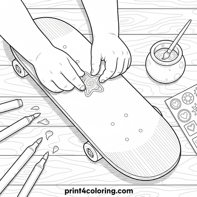 Skateboard Sticker Masterpiece - free printable coloring page