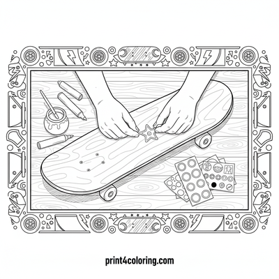 Skateboard Art Studio: Deck Design Day - free printable coloring page