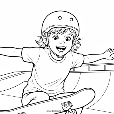 Skateboard Hero's Gravity-Defying Leap - free printable coloring page