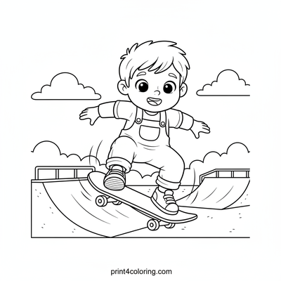 Skater's Skyward Soar - free printable coloring page
