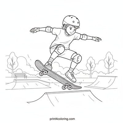 Skate Park Air Time: The Skateboarder's Leap - free printable coloring page