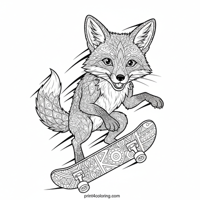 Skateboarding Fox's Epic Jump - free printable coloring page