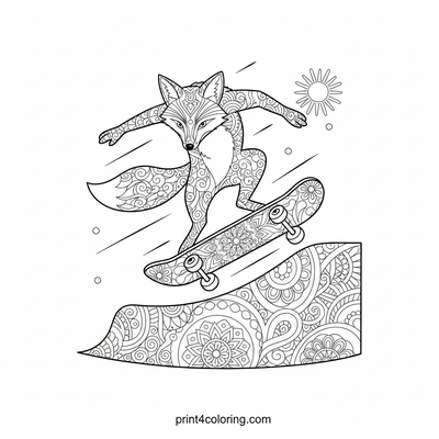 Epic Ollie: The Skateboarding Fox - free printable coloring page
