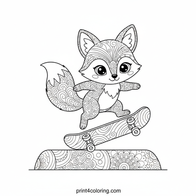 Foxy's Epic Ollie: A Skateboard Adventure - free printable coloring page