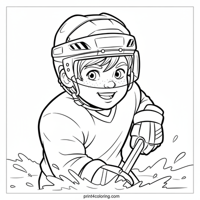 Hockey Hero's Power Shot - free printable coloring page