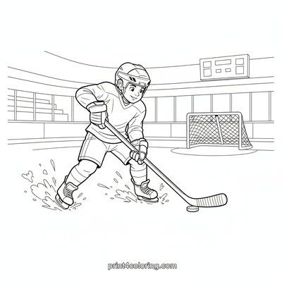 Hockey Hero's Power Shot - free printable coloring page