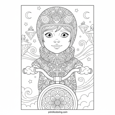 The Cloud Bicycle Adventurer - free printable coloring page