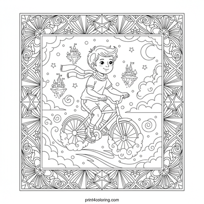 Celestial Cyclist Dream - free printable coloring page