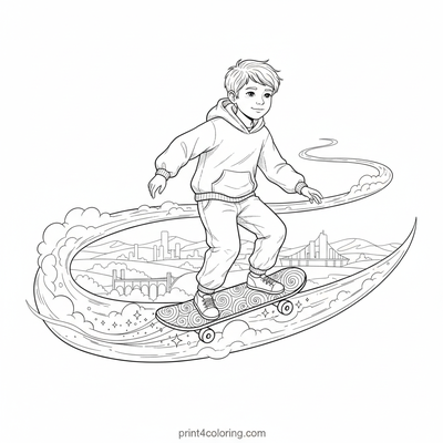 Celestial Skysurfer's Dream Glide - free printable coloring page