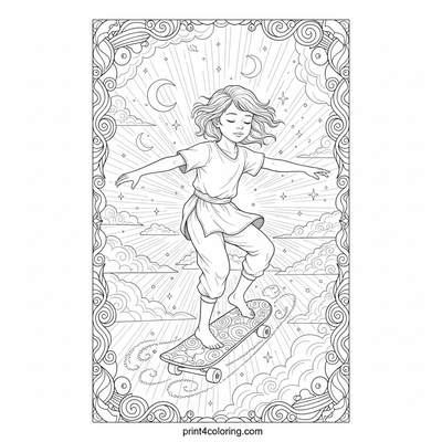 Skateboarding coloring pages preview