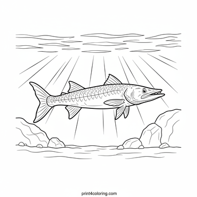 Barracuda's Sunlit Swim - free printable coloring page