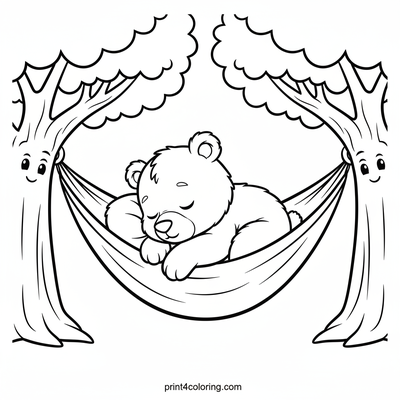Sweet Dreams Hammock Bear Cub - free printable coloring page