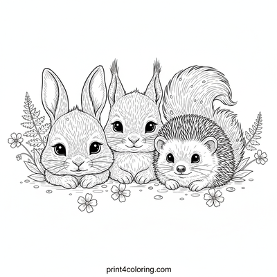 Sleepy Forest Friends' Gentle Morning Stroll - free printable coloring page