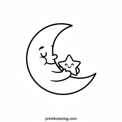 Sweet Dreams Moon Hug - free printable coloring page