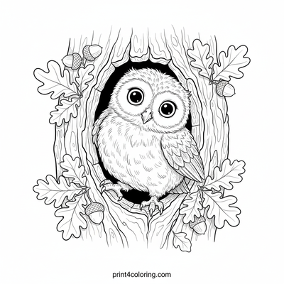 Curious Owlet's Cozy Tree Hideaway - free printable coloring page