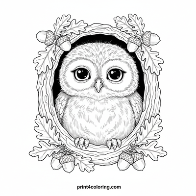 Owlet's Cozy Hideaway - free printable coloring page
