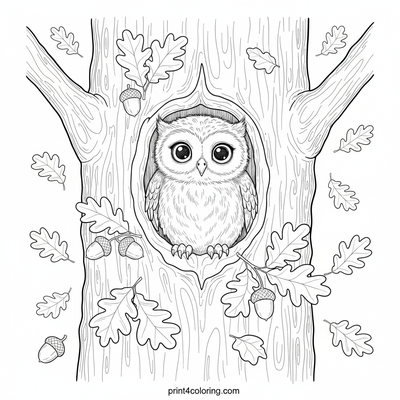 Sleepy Owlet's Cozy Nook - free printable coloring page