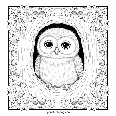 Sleepy Owlet's Woodland Hideaway - free printable coloring page