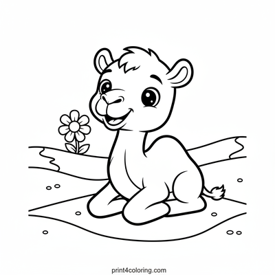 Sweet Desert Bloom Camel - free printable coloring page