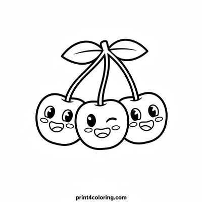 Happy Cherry Family Portrait - free printable coloring page