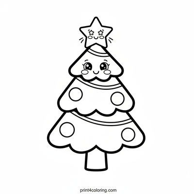 My Happy Smiling Christmas Tree - free printable coloring page