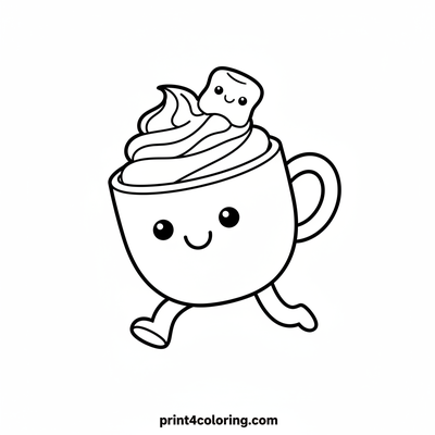 Smiling Hot Chocolate Delight - free printable coloring page