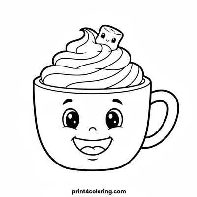 Smiling Hot Chocolate Friend - free printable coloring page