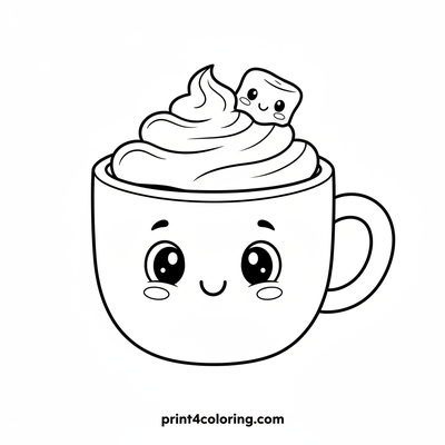 Happy Hot Chocolate Mug - free printable coloring page