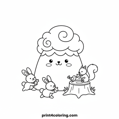 Happy Mountain's Forest Friends - free printable coloring page