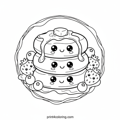 The Happiest Pancake Stack - free printable coloring page