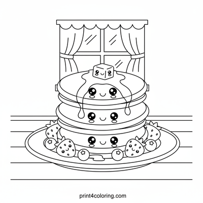 Happy Pancake Tower Breakfast Fun