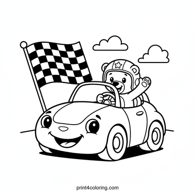 Speedy Bear's Friendly Race - free printable coloring page
