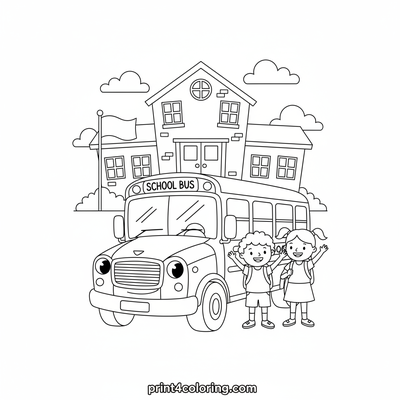 Sunny School Bus Smiles - free printable coloring page