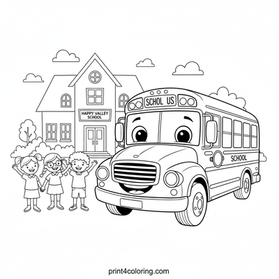 Sunny School Bus Smiles - free printable coloring page