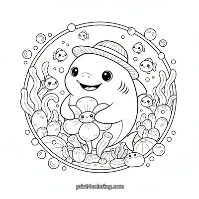 Sunny the Shark's Sea Garden - free printable coloring page