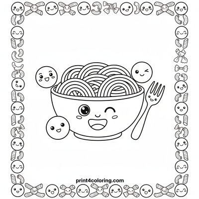 Happy Spaghetti Feast - free printable coloring page