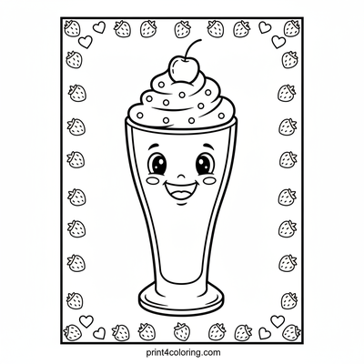Sweet Strawberry Smile Shake - free printable coloring page