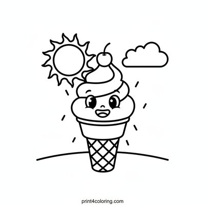 Sweet Smiling Swirl Ice Cream - free printable coloring page